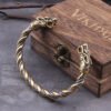 Stainless Steel Nordic Viking Norse Dragon Bracelet Men Wristband Cuff Bracelets with Viking Wooden Box
