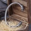 Stainless Steel Nordic Viking Norse Dragon Bracelet Men Wristband Cuff Bracelets with Viking Wooden Box