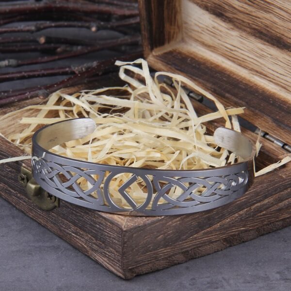 Stainless Steel Nordic Viking Norse Valknut Armband adjustable Men Wristband Cuff Bracelets with Viking Wooden Box