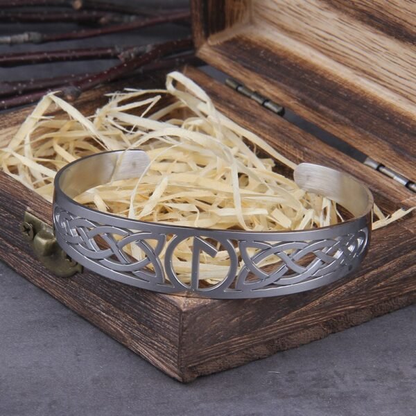 Stainless Steel Nordic Viking Norse Valknut Armband adjustable Men Wristband Cuff Bracelets with Viking Wooden Box