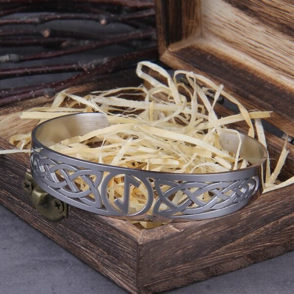 Stainless Steel Nordic Viking Norse Valknut Armband adjustable Men Wristband Cuff Bracelets with Viking Wooden Box