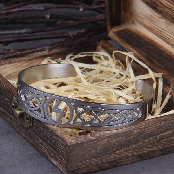 Stainless Steel Nordic Viking Norse Valknut Armband adjustable Men Wristband Cuff Bracelets with Viking Wooden Box