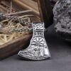Stainless Steel Nordic Viking Warrior Axe and Vegvisir pendant necklace as men gift with wooden box