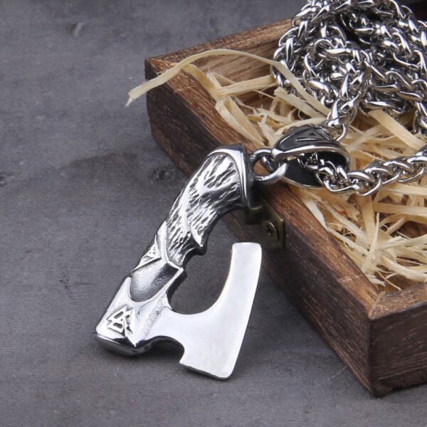 Stainless Steel Nordic viking warrior axe necklace viking axe bottle opener as men gift with wooden box
