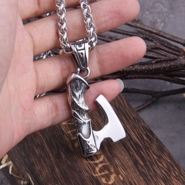 Stainless Steel Nordic viking warrior axe necklace viking axe bottle opener as men gift with wooden box