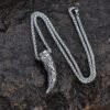 Stainless Steel Norse God Fenrir Wolf Tooth Necklace Driking Horn Amulet Viking Jewelry