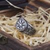 Stainless Steel Trendy Hip Hop Rock Punk Nordic Mythological Story Viking Compass Ring Luxury Personality Rings for Men Women