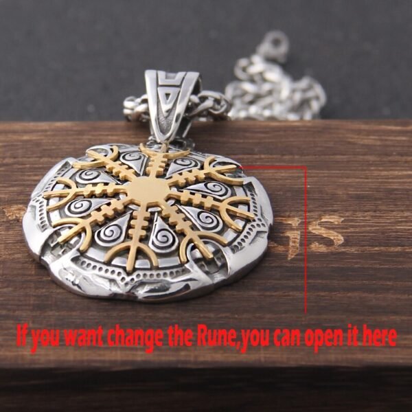 Stainless Steel Vegvisir Viking Mix Gold Color Rune Necklace Viking Scandinavian Norse Viking Necklace Men Christmas Gift