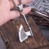 Stainless Steel Viking Axe key bottle opener viking necklace with wooden box as gift