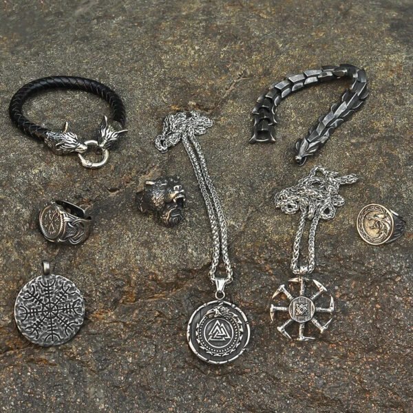 Stainless Steel Viking Jewelry Norse Mythology Giant Snake Jormungandr Amulet Necklace