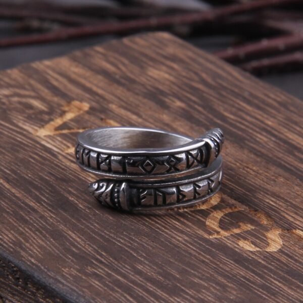 Stainless Steel Viking Rune Statement Rings Men Never Fade Nordic Viking Totem Odin Men Rings Jewelry