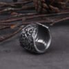 Stainless Steel Viking Vegvisir Statement Rings Men Never Fade Nordic Viking Valknut Rings Jewelry with viking wooden box