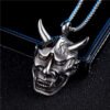 Viking Magic~Stainless steel Evil Oni Noh Hannya Mask Pendant Necklace Wallet Connector Charm Chain Halloween Gift jewelry HE242