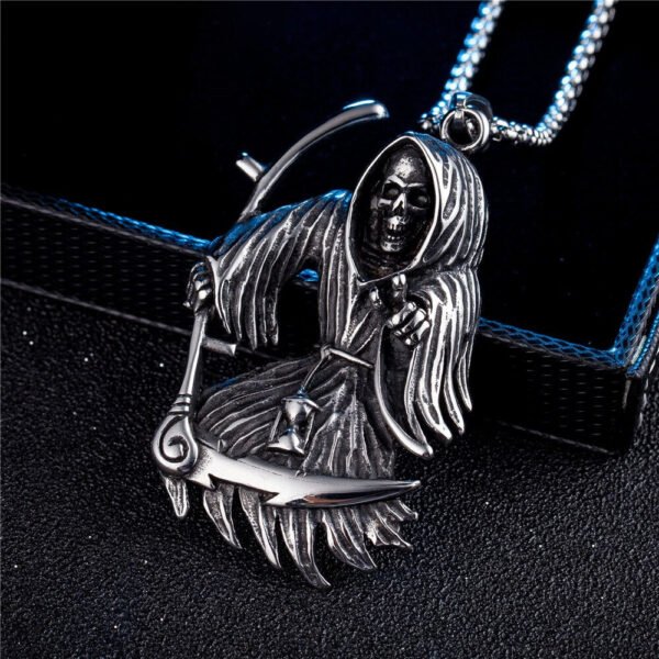 Viking Magic~Stainless steel for men grim Reaper and Knife punk Pendant Necklace Wallet Connector Charm Chain fashion Gift jewelry HE243