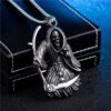 Viking Magic~Stainless steel for men grim Reaper and Knife punk Pendant Necklace Wallet Connector Charm Chain fashion Gift jewelry HE243
