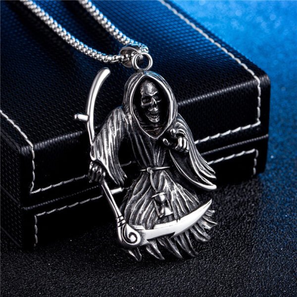 Viking Magic~Stainless steel for men grim Reaper and Knife punk Pendant Necklace Wallet Connector Charm Chain fashion Gift jewelry HE243