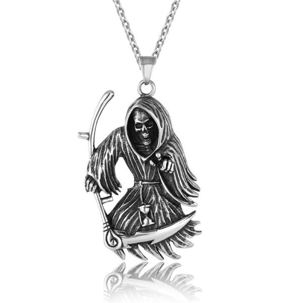 Viking Magic~Stainless steel for men grim Reaper and Knife punk Pendant Necklace Wallet Connector Charm Chain fashion Gift jewelry HE243