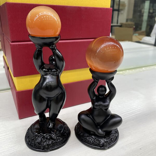 Standing Obese Beauty Statue Display Art Craft Desktop Resin Sculpture Home Ornament Crystal Ball Base Holder for 4~6cm Sphere