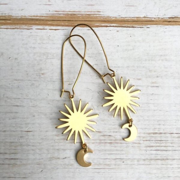Star Moon Earrings Brass Sun Crescent Celestial Jewelry Astronomy Night Sky Boho 2020 New Women Gift Girlfriend Beautifu