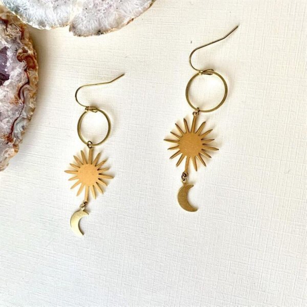 Star Moon Earrings Brass Sun Crescent Celestial Jewelry Astronomy Night Sky Boho 2020 New Women Gift Girlfriend Beautifu