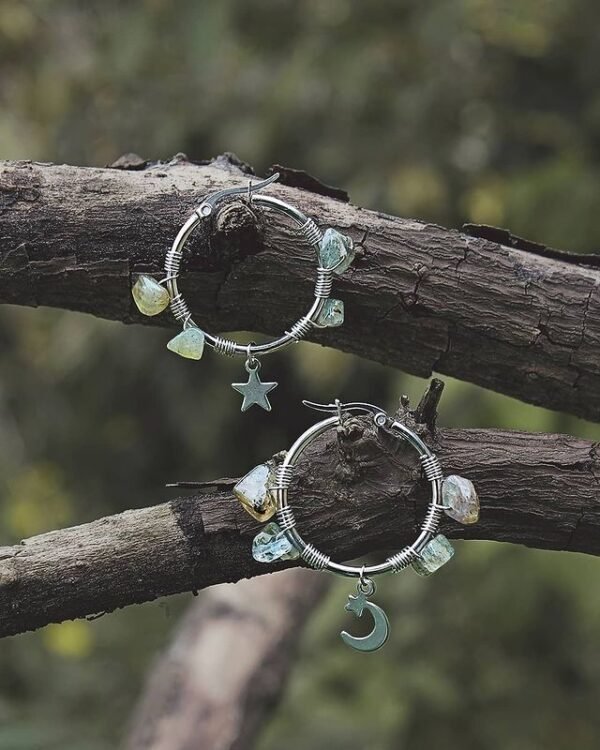 Star Moon Labradorite Earrings,stainless Steel,Celestial Earrings,Labradorite, Earrings for Women, Handmade Jewelry,Gift for Her