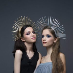 Magic Wicca~Star crown Gold Spike Halo Crown Sunburst Burning man headdress Gothic met gala spike goddess headpiece zip tie crown