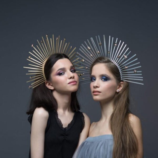 Magic Wicca~Star crown Gold Spike Halo Crown Sunburst Burning man headdress Gothic met gala spike goddess headpiece zip tie crown