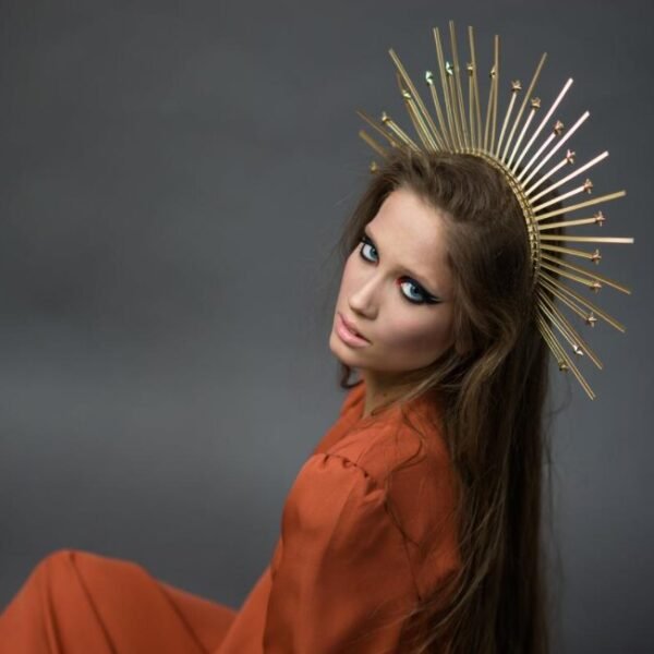 Magic Wicca~Star crown Gold Spike Halo Crown Sunburst Burning man headdress Gothic met gala spike goddess headpiece zip tie crown