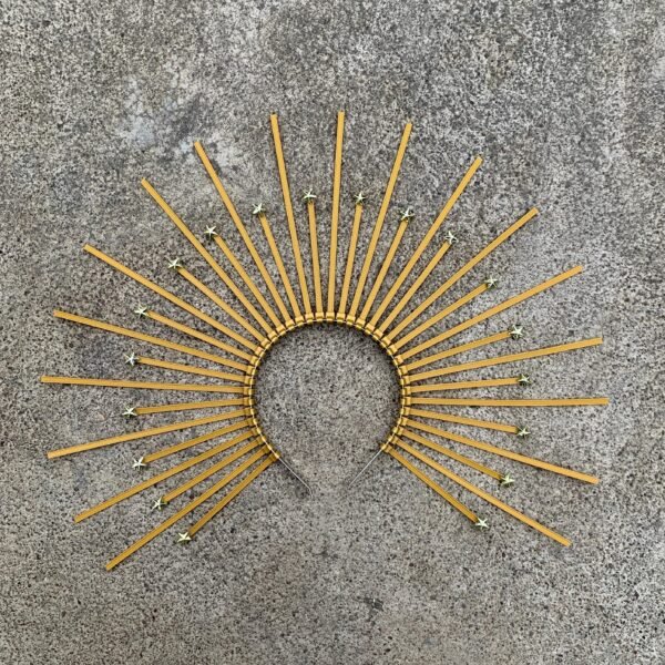 Star crown Gold Spike Halo Crown Sunburst Burning man headdress Gothic met gala spike goddess headpiece zip tie crown Z-