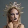 Magic Wicca~Star crownHalo crown Gold halo headpiece Celestial headpiece Sunburst Spiked halo Festival headdress Christmas gift for her