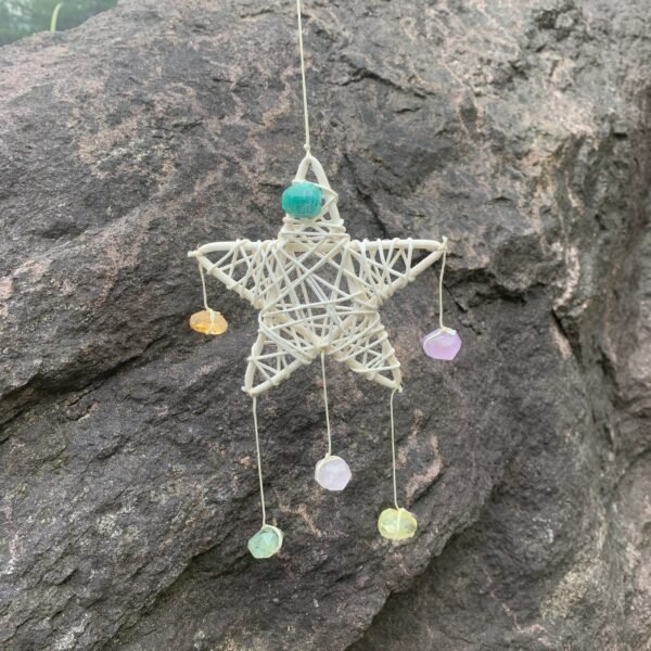 Star pendant 6 natural crystals real quartz amethyst citrine rose quartz witch decoration Magic Protection Banish Evil Home Paga