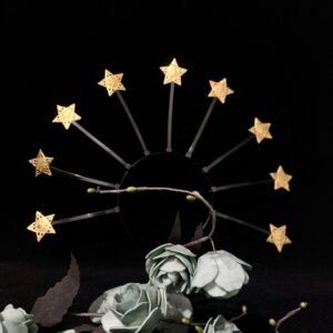 Stars-crown-halo-crown-Goth-halloween-tiara-with-gold-stars-Cosplay-masquerade-fancy-goddess-nigth-queen Magic Wicca~Stars crown halo crown Goth halloween tiara with gold stars Cosplay masquerade fancy goddess nigth queen astrology halo nimbus