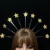 Magic Wicca~Stars crown halo crown Goth halloween tiara with gold stars Cosplay masquerade fancy goddess nigth queen astrology halo nimbus