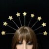 Magic Wicca~Stars crown halo crown Goth halloween tiara with gold stars Cosplay masquerade fancy goddess nigth queen astrology halo nimbus