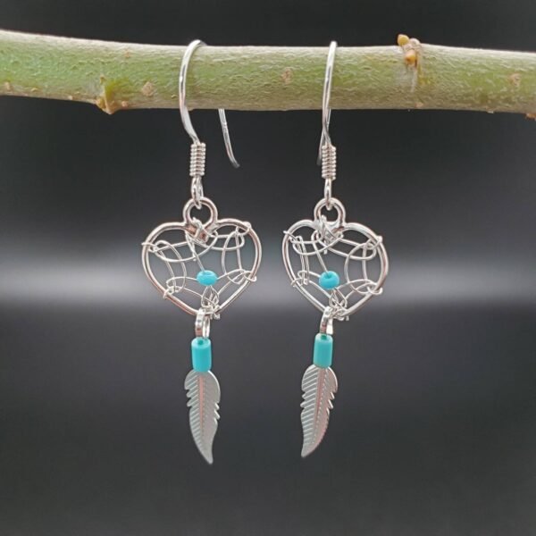 Sterling Silver Raw Amethyst Dream Catcher drop Earrings. Dream catcher dangle earrings