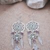 Sterling Silver Raw Amethyst Dream Catcher drop Earrings. Dream catcher dangle earrings