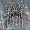 Sterling Silver Raw Amethyst Dream Catcher drop Earrings. Dream catcher dangle earrings