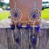 Sterling Silver Raw Amethyst Dream Catcher drop Earrings. Dream catcher dangle earrings