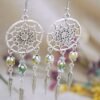Sterling Silver Raw Amethyst Dream Catcher drop Earrings. Dream catcher dangle earrings