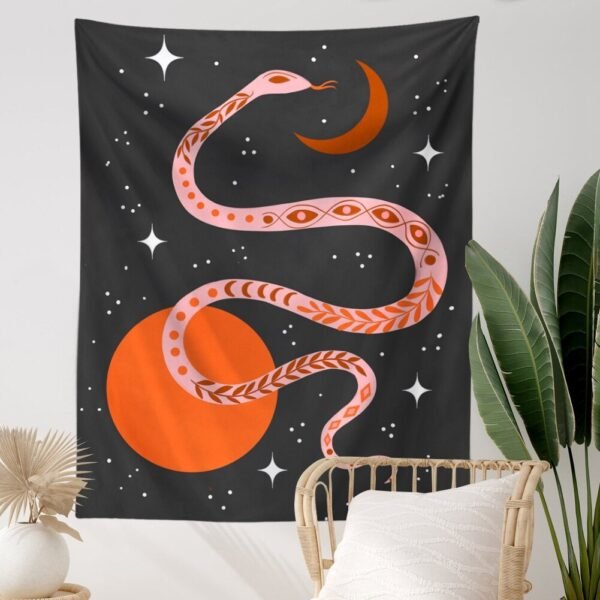 Sun Moon Snake Tapestry Wall Hanging Black Abstract Art Tapestries Living Room Bedroom Dorm Decoration Wall Tapestry