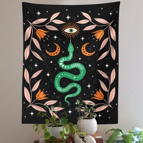 Sun Moon Snake Tapestry Wall Hanging Black Abstract Art Tapestries Living Room Bedroom Dorm Decoration Wall Tapestry