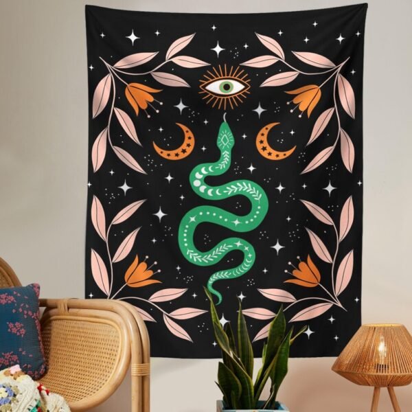 Sun Moon Snake Tapestry Wall Hanging Black Abstract Art Tapestries Living Room Bedroom Dorm Decoration Wall Tapestry