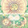 Sun Moon Tapestry Wall Hanging Celestial Stars Tapestries Psychedelic Hippy Tie Dye Wall Hanging for Party Home Decor