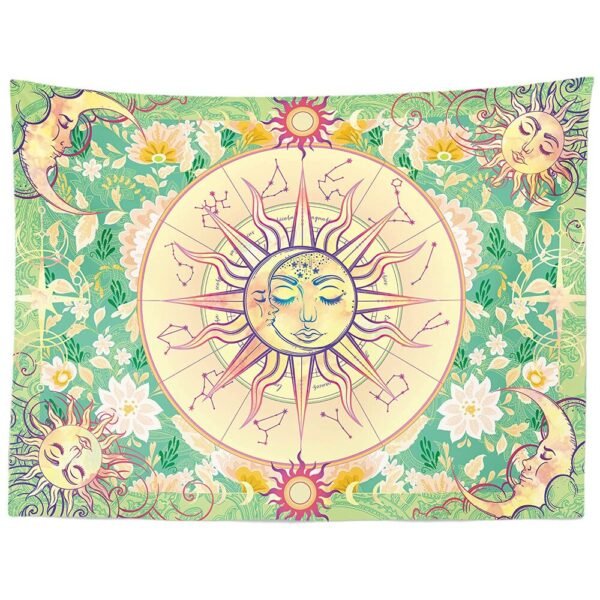 Sun Moon Tapestry Wall Hanging Celestial Stars Tapestries Psychedelic Hippy Tie Dye Wall Hanging for Party Home Decor