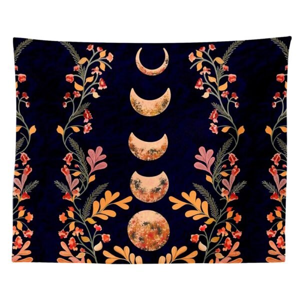 Sun Moon Tapestry Wall Hanging Floral Vine Psychedelic   Wall Decor