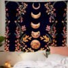 Sun Moon Tapestry Wall Hanging Floral Vine Psychedelic   Wall Decor