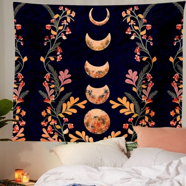 Sun Moon Tapestry Wall Hanging Floral Vine Psychedelic   Wall Decor