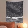 Sun Moon Tapestry Wall Hanging Stars Space Psychedelic Black and White Wall Tapestry Wall Tapestry for Bedroom Home Wall Décor