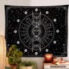 Sun Moon Tapestry Wall Hanging Stars Space Psychedelic Black and White Wall Tapestry for Bedroom Home Wall Decor