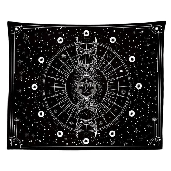 Sun Moon Tapestry Wall Hanging Stars Space Psychedelic Black and White Wall Tapestry for Bedroom Home Wall Decor